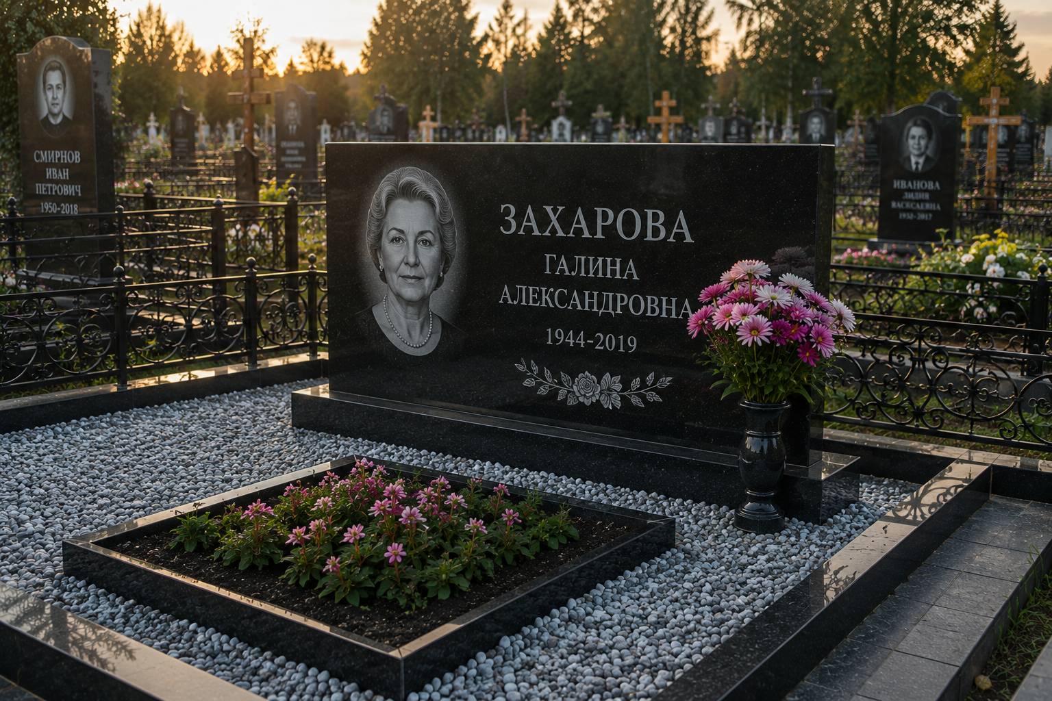 Горизонтальный гранитный памятник в Клине