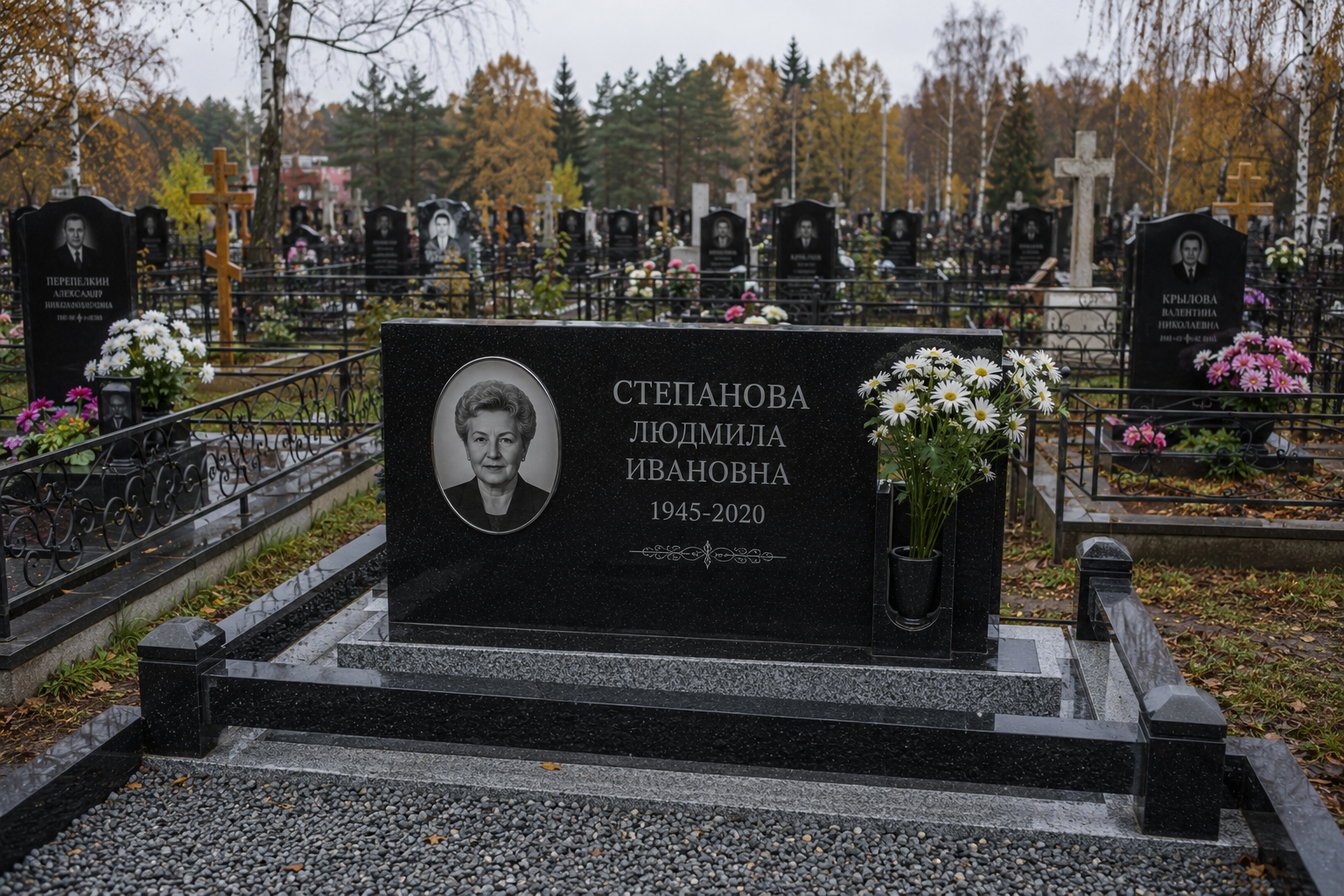 Горизонтальный гранитный памятник в Клине