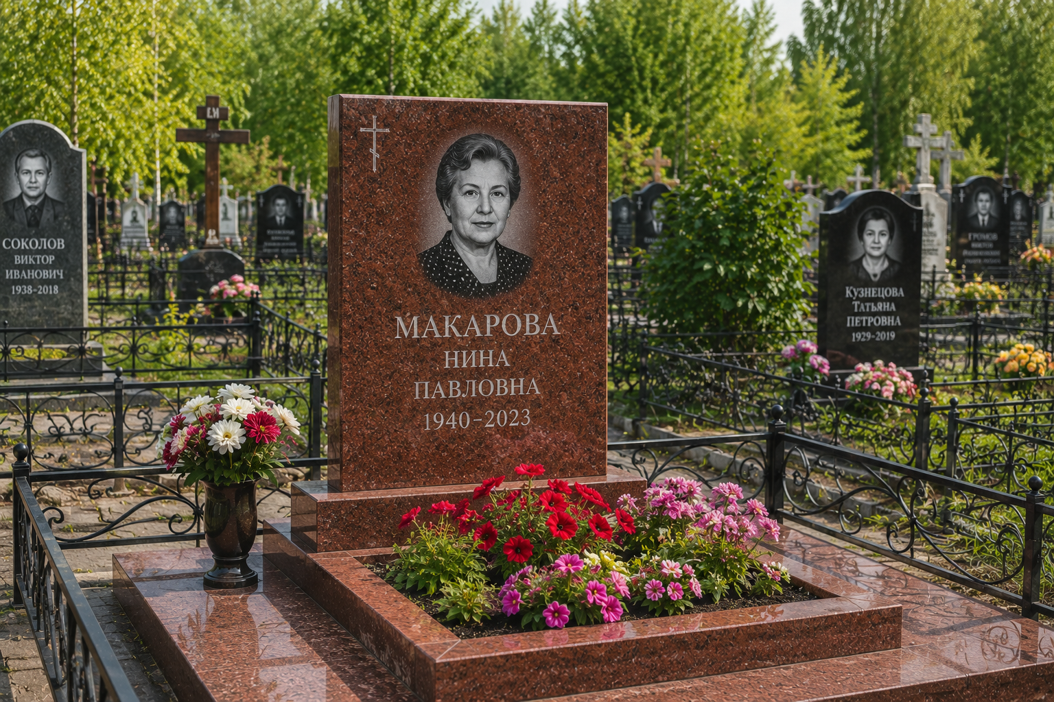 Гранитный памятник из красного гранита в Клине